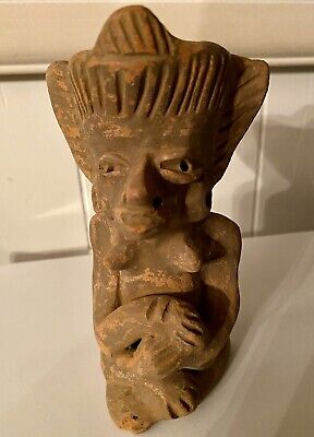 Pre-Columbian Zapotec Figural Urn Pottery Female Figural 5.5”H 6