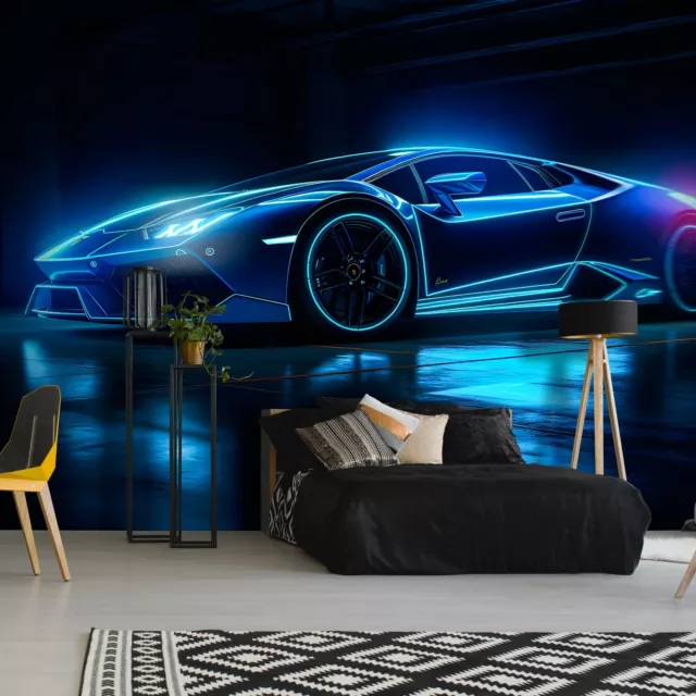 CAR SPORT TEENS BOYS NEON Photo Wallpaper Wall Mural Modern Children's room 789