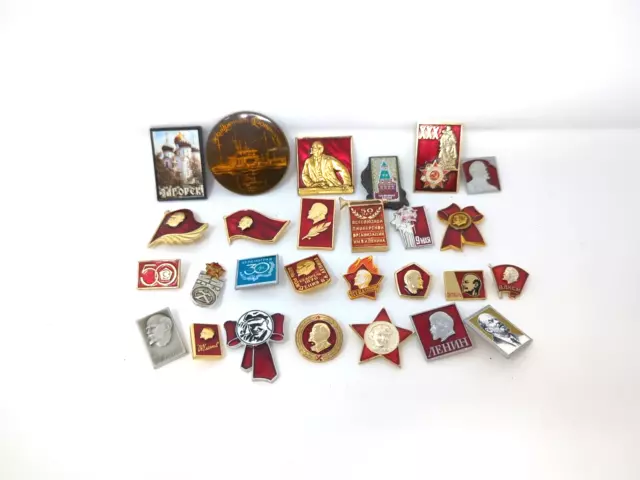 Set 29 Pcs of LOT COLLECTION RUSSIAN SOVIET BADGE PIN USSR Russia vintage