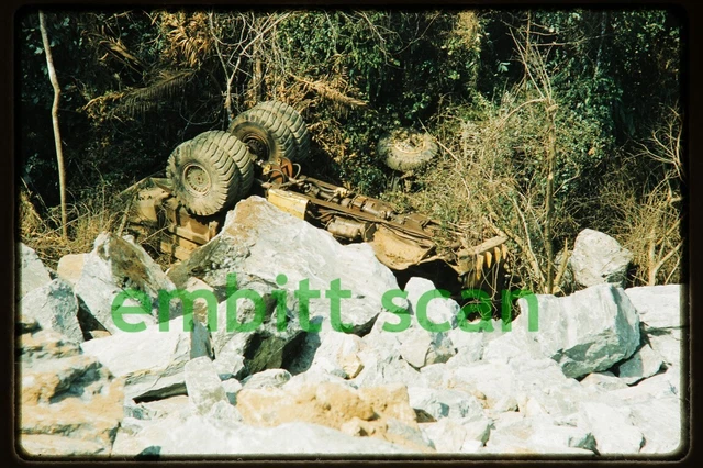 Original Slide, LMC Liberia Mining Company Wrecked Truck, 1950s