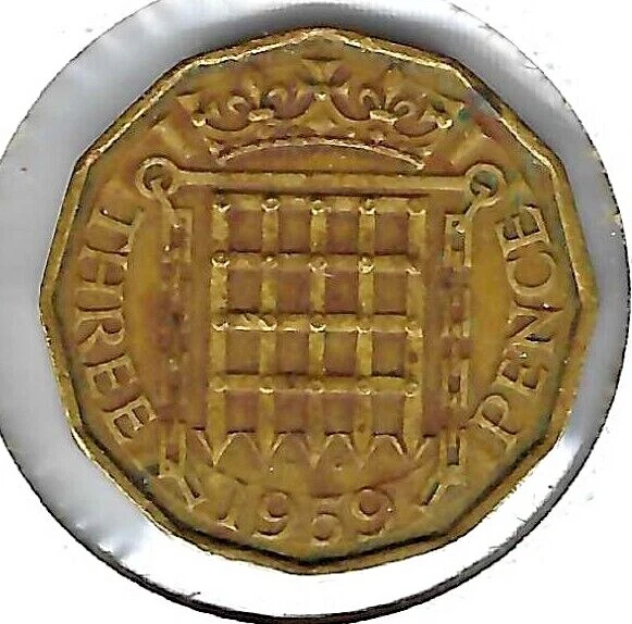 1959 Great Britain Circulated 3 Pence QEII Coin!