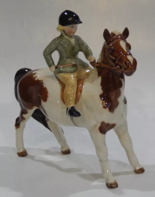 Vintage Beswick GIRL ON PONY Model 1499 SKEWBALD 1957-65 Early mark As Found