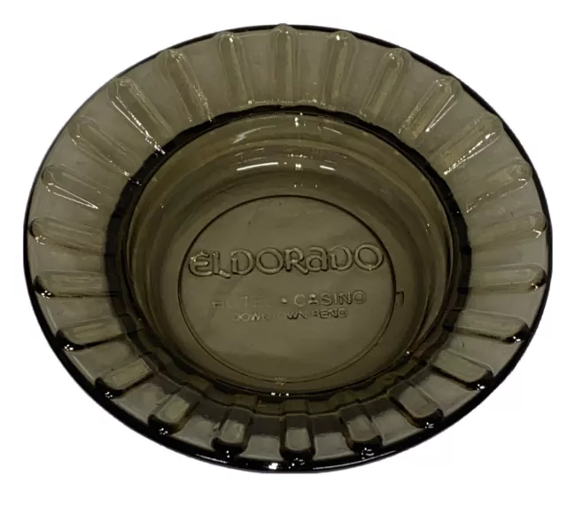 Vintage El Dorado Hotel Casino Reno Nevada Smoked Glass Advertising Ashtray