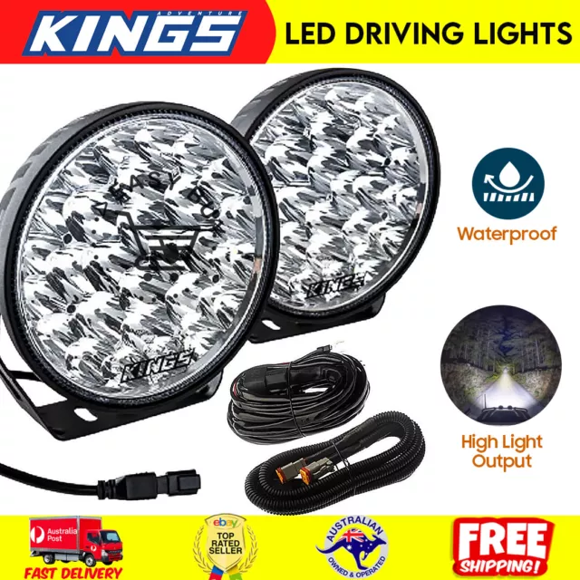 Kings Xtreme 9" LED Driving Lights Offroad Spot Flood Pair Lamp Lux Lumens New