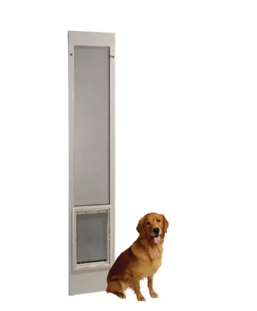 Pet Dog Patio Door Insert Aluminum Sliding Glass Door Large White 10.5" X 15"