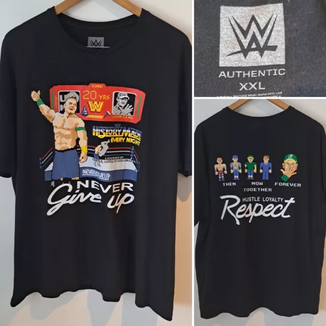 Wwe John Cena 20 Years Never Give Up Pixeled Black T-Shirt Size Xxl 2Xl