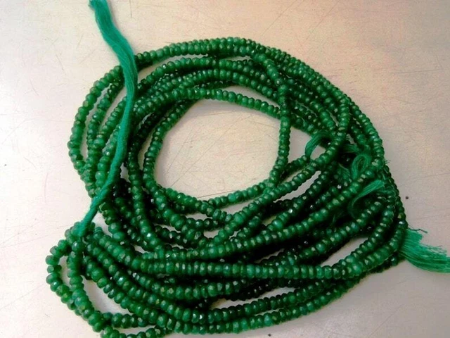 14" Strand AAA Emerald Micro Faceted Rondelle Gemstone Beads 3.5-4mm 3