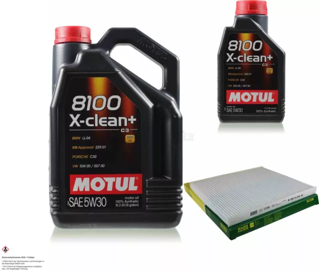 Motul 6 L 5W-30 huile moteur + Mann-Filter pour Kia Cerato II Tricorps Td 1.6