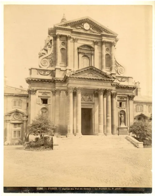 L.P. France, Paris, église du Val de Grâce, le portail  vintage albumen print.