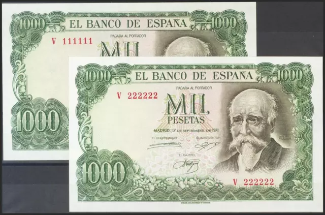 Impresionante conjunto de 10 billetes de 1000 Pesetas emitidos el 17 de Septiem