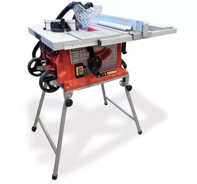 Lumberjack 10" Portable Folding Table Saw 254mm With Wheels 1800W 230v
