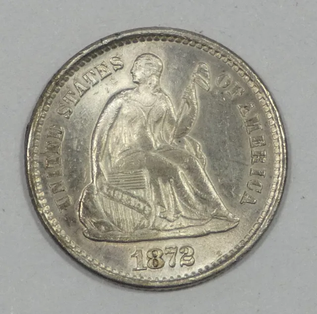BARGAIN 1872-S Liberty Seated Half Dime w/Mintmark above the Bow UNC Silver 5c