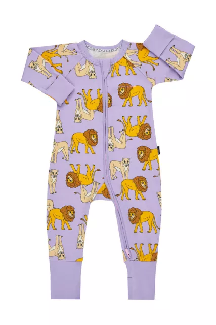 Bonds Baby Long Sleeve Zip Zippy Wondersuit Romper size 1 Lion Around Violet