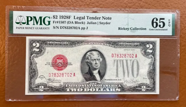 1928F $2 Legal Tender Red Seal PMG 65 EPQ Gem Unc Fr#1507 - Rickey Collection