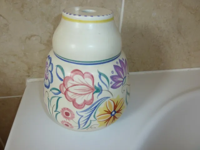 1950-70'S Poole Pottery 16Cm Table Lampbase With H/Painted Flower &Leaf Design .
