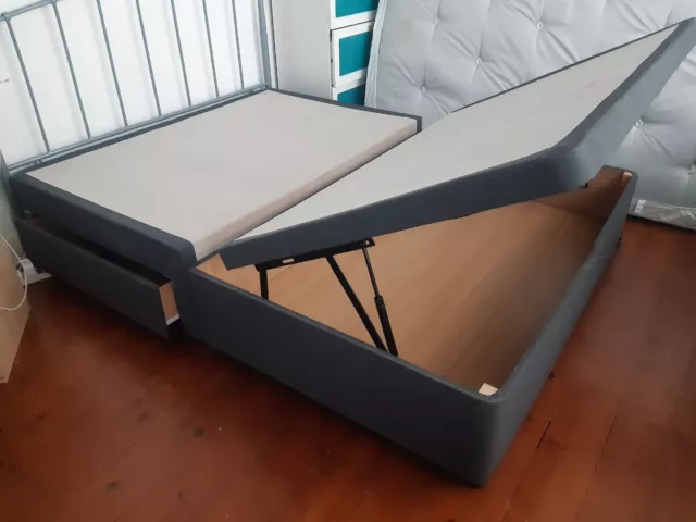 Silentnight King Size Half Ottoman 2 Drawer Divan Bed Base Grey COLLECTION ONLY