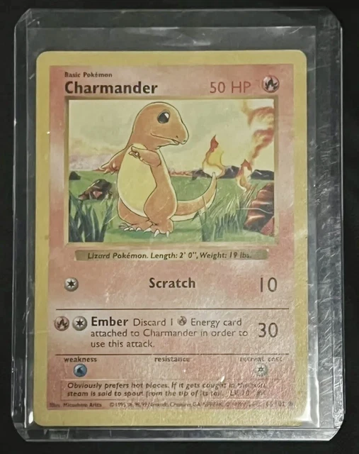 RARE ORIGINAL 1995 Charmander Pokemon Card 46 102 COMME NEUF EUR