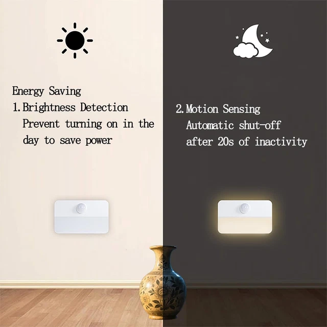 MOTION SENSOR NIGHT Light Rechargeable LED Stick-On Warm White 6 Pack £ ...
