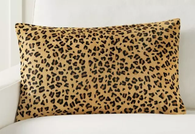 Pottery Barn Cheetah Print HIde Lumbar Pillow Cover 16" X 26" Retail $249