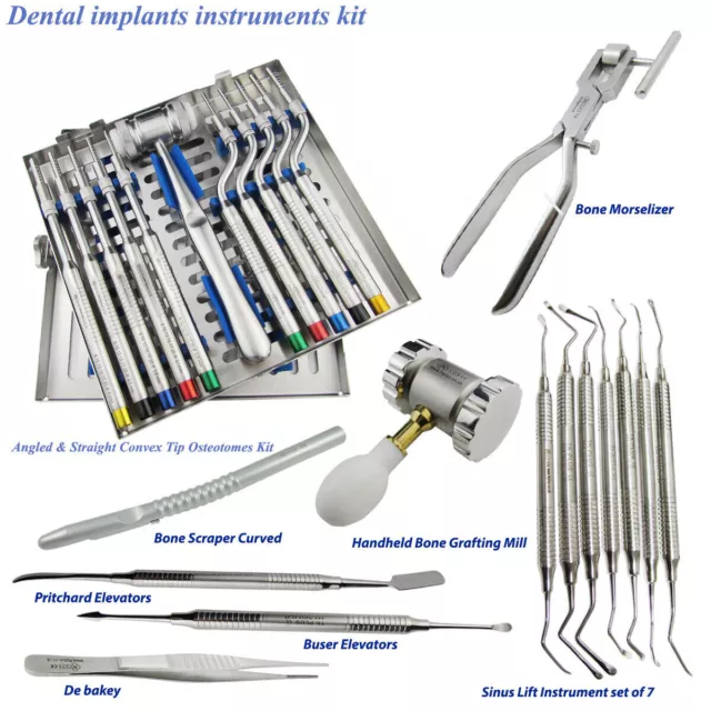 Kit décalage ascenseurs périostéotomes chirurgie dentaire pointe concave ascenseurs périostéaux