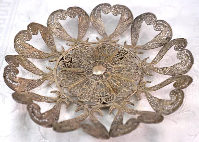 Spanish Filigree Silver Dish Arte Cordobes Torremolinos Intricate Wire Work