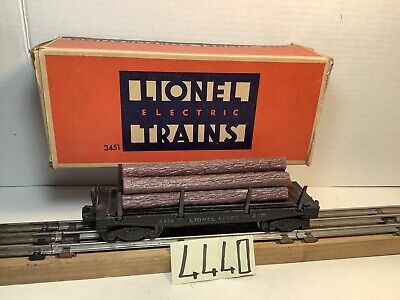 Vintage Lionel #3451 Automatic Lumber Car - Rubber Stamped Letters ,OB,Insert