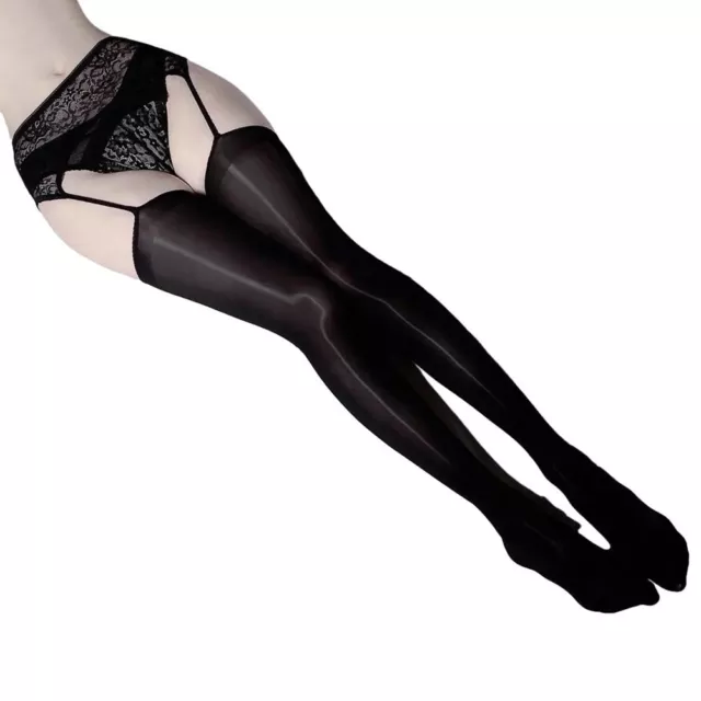 Transparent Hollow Out Pantyhose with Lace Garter for Women's Temptation 3
