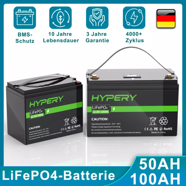 Lithium LiFePO4 Akku 20Ah 50Ah 100Ah 150Ah 200Ah 12V BMS Solarbatterie Wohnmobil