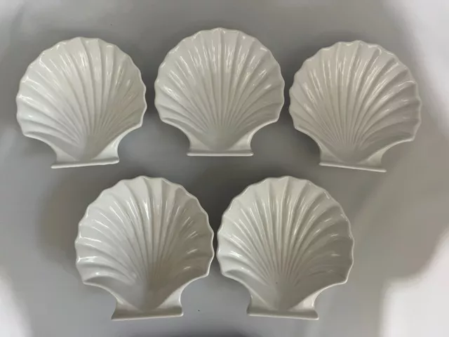 White Ceramic Clam Shell Shaped Baking Dishes Made in Japan Lot of 5 Nautical