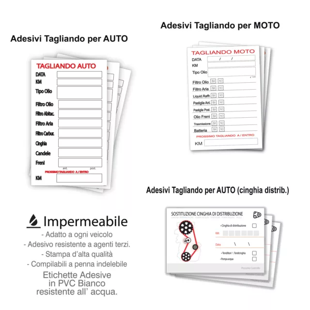 ADESIVI TAGLIANDO AUTO Moto Distribuzione Etichetta Adesivo in Pvc  Impermeabile EUR 8,99 - PicClick IT