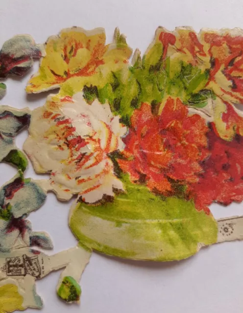 Rare part sheet  Raphael Tuck and Sons' Relief Scraps - Flowers in Vases No 1530 3