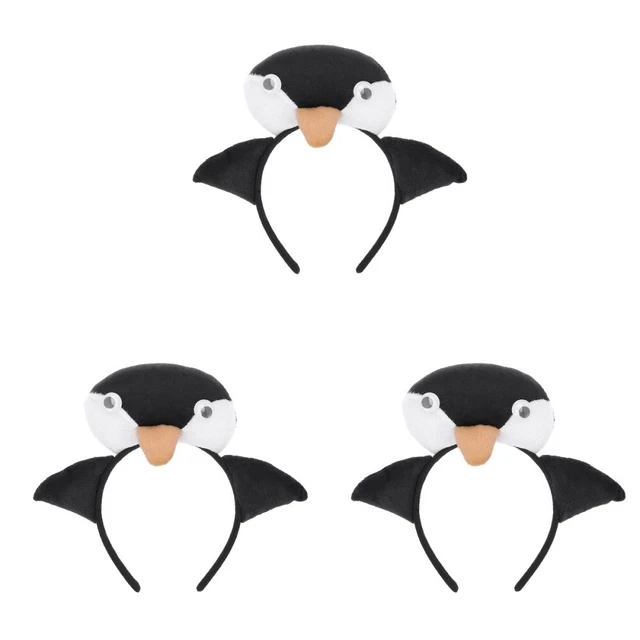 Confezione da 3 simpatici copricapo pinguino bambini festa toni della terra
