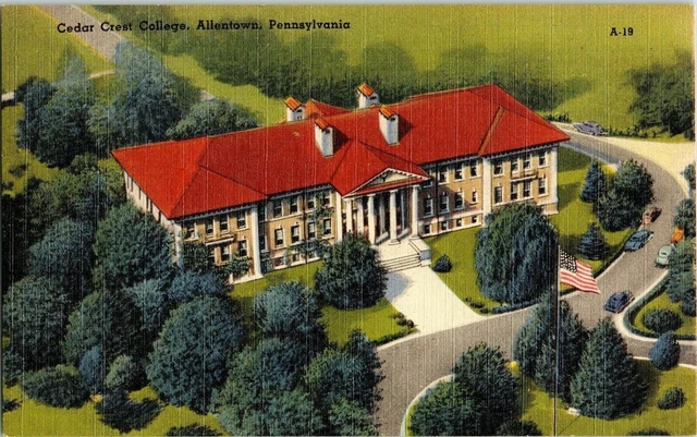 Cedar Crest College Allentown Pennsylvania Vintage Linen Postcard Bird’s Eye Vtg