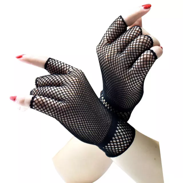 Punk Short Fish Net  Gloves Halloween Gloves Half Finger Fish Net Glove Stretch