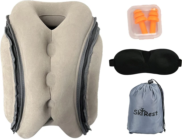 Inflatable Air Travel Pillow Airplane Office Nap Rest Neck Head Chin Cushion