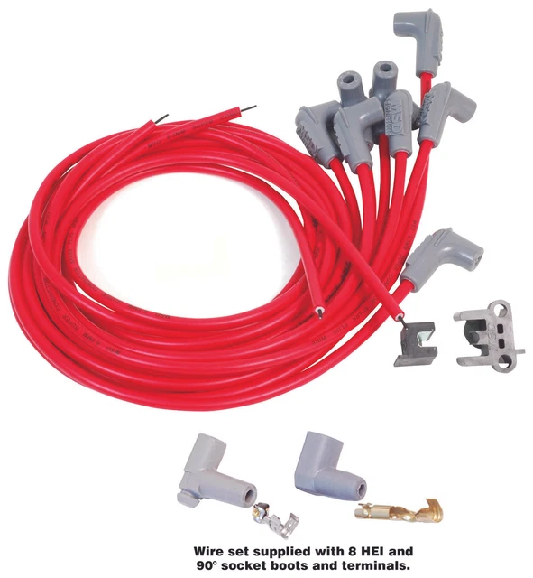 MSD 31239 Super Conductor Spark Plug Wire Set 8 Cyl 90&deg: Plug, Socket/HEI Cap