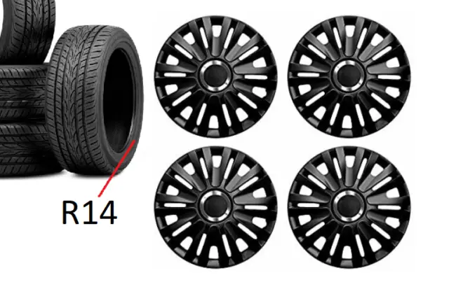 For Toyota Aygo Wheel Trims Hub Caps Plastic Covers Full Set 14 Inch Black R14