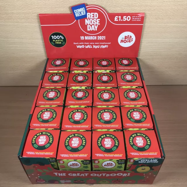 Full box of 40 SEALED 2021 Red Nose Day comic relief noses.