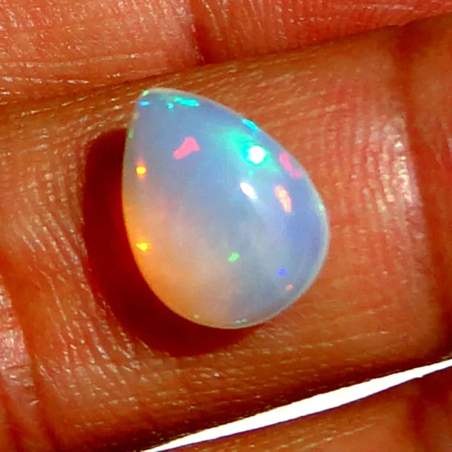 Natural Ethiopian Multi Fire Opal Loose Gemstone Pear Shape Cabochon Fire opal