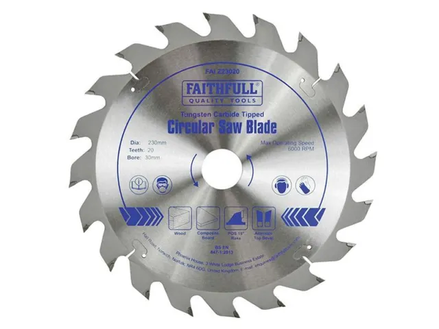 Faithfull - Circular Saw Blade TCT 230 x 30mm x 20T Fast Rip - FAIZ23020
