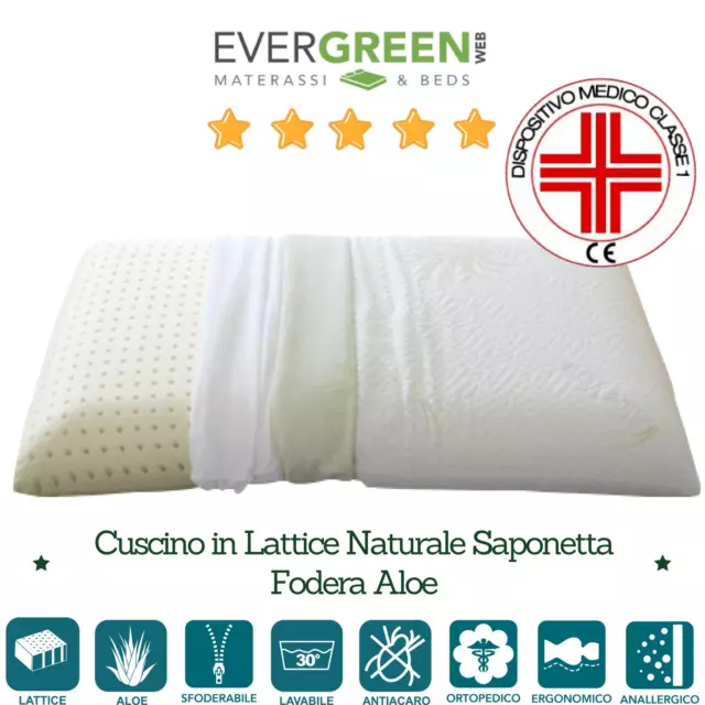 Cuscino Lattice o Memory Tessuto Aloe Vera Altezza 9-12-18 cm 100% MADE IN ITALY 2