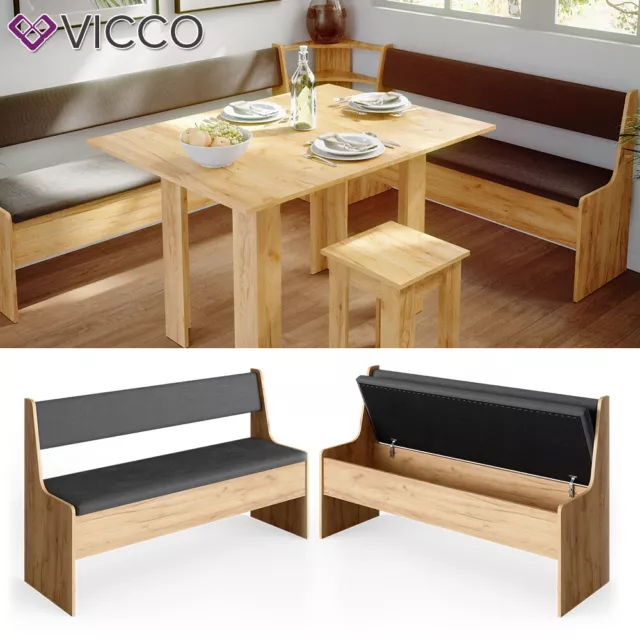 Banco de almacenamiento vicco 137cm banco de cocina de roble arena para mesa