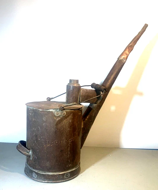 Rare Antique Embossed Cb&Q Chicago Burlington Quincy Railroad Oil Can 24" (Ey)