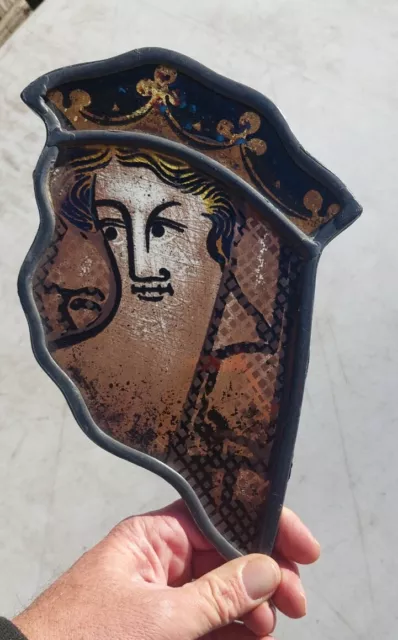 ODD Early Antique Period Gothic Stained Glass Window Fragment KILN FIRED ODDITY