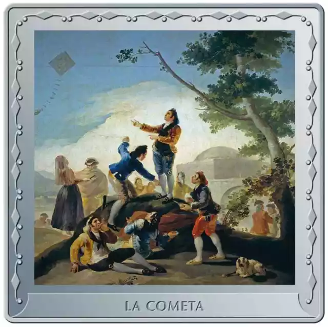 España 10 Euro Onza De Plata Pintura Goya La Cometa 2021 Proof Con Caja