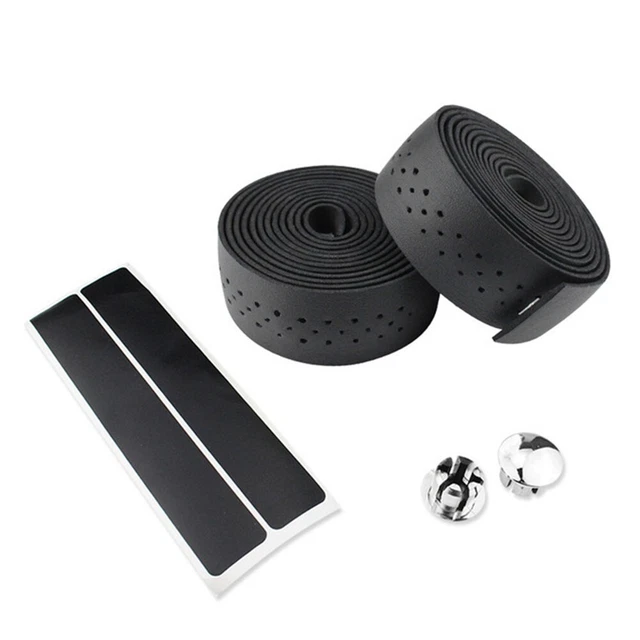 Set De Sangles De Guidon Vélo – 190 Cm – Texture Cuir PU Perforé – Compatible VTT, Vélo Route – Inclut 2 Butées Et Ruban Adhésif