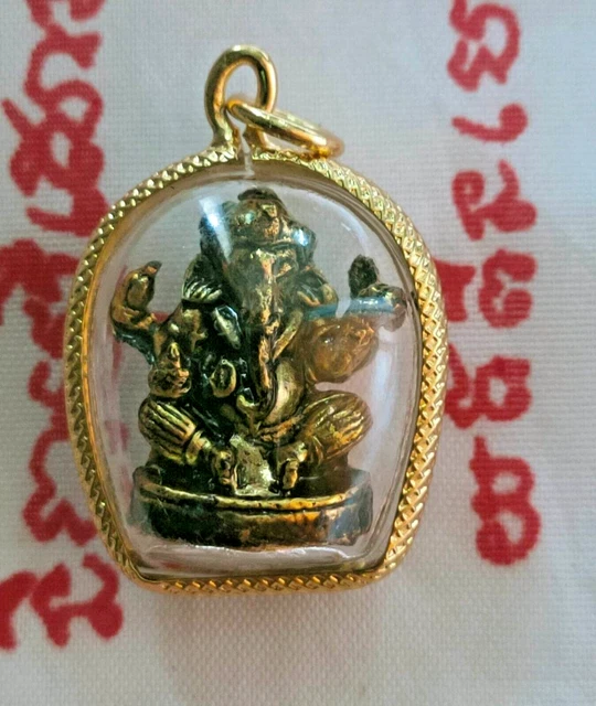 Pendant Ganesh God Hindu Talisman Brass Elephant Success Yant Thai Fetish Amulet