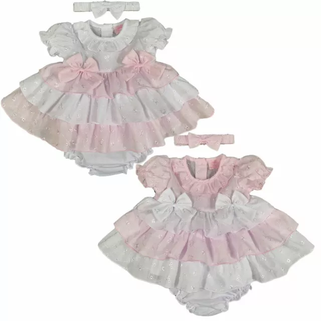 Baby Girl Dress Spanish Style Frilly BOWS headband Knickers Pants