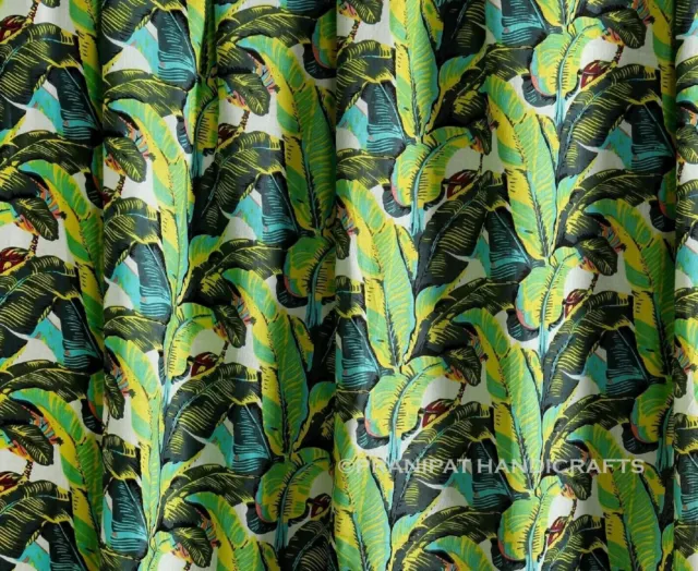Indien Banane Feuille Imprimé Coton Vert Doux de Luxe Robe Faisant Tissu De Yard