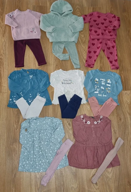 #14 Large Bundle Of Baby Girls Clothes Age 12-18 Months Outfits Dresses